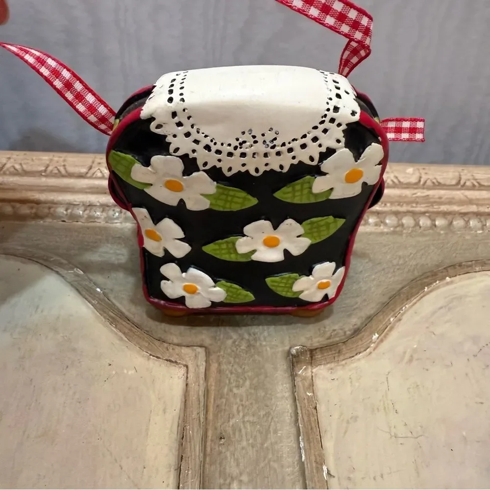 Vintage 90s Mary Engelbreit Floral Easy Chair with Heart Cushion Ornament in Box